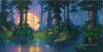 Golden Night rainforest mountains Oil Paintings